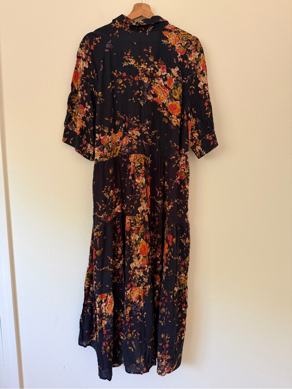 Natural Life Rebecca Floral Midi Tiered Shirt Dress Autumn Short Sleeve Size XL - Picture 6 of 10
